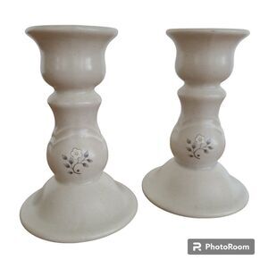 Pfaltzgraff Heirloom Stoneware Candlestick Holders Set of Two Taper Holders